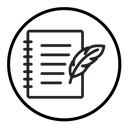Quill pen and notebook page icon