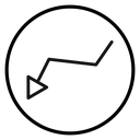 Red Down arrow Black Outline icon
