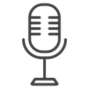 Retro Microphone Stand Black Outline icon