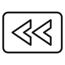 Rewind Previous Back arrow Black Outline icon