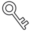 Round Head Key Black Outline icon