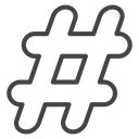 Rounded Hashtag Black Outline icon