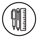 Ruler, pencil and pen icon