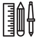 Ruler, pencil and pen icon