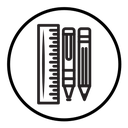 Ruler, pencil and pen icon