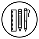 Ruler Pencil Pen Circle icon