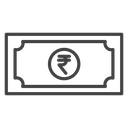 Rupee Currency Note Black Outline icon