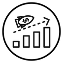 Sales Growth Rocket Chart Black Outline icon