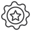 Scalloped Star Badge Black Outline icon