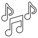 Scattered Music Notes Black Outline icon