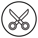 Scissors cutting icon