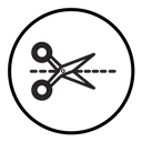 Scissors with cut lines icon