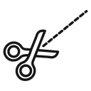 Scissors with cut lines icon