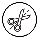 Scissors with cut lines icon