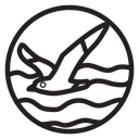 Sea with seagull icon