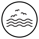 Sea with seagull Black Outline icon