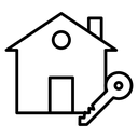 Selling or rent home Black Outline icon