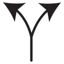 Separating arrow in two part icon