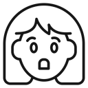 Shocked Girl Black Outline icon