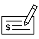 Signing cheque icon