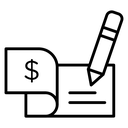 Signing cheque icon