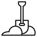Snow and shovel Black Outline icon