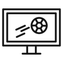 Soccer Live Match On TV Black Outline icon
