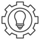 Solution Lightbulb Gear Black Outline icon