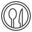 Spoon Knife Plate Black Outline icon