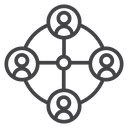 Stakeholders Network Diagram Black Outline icon