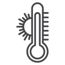 Sunny Thermometer Black Outline icon