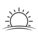 Sunrise Over Hills Black Outline icon