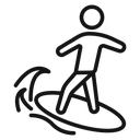 Surfing Black Outline icon