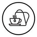 Teapot with teabag on cup icon