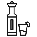 Tequila bottle and glass Black Outline icon
