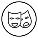 Theatrical mask Black Outline icon