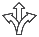 Three directions Black Outline icon
