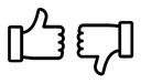 Thumbs up and thumbs down black outline icon