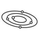 Tilted Planet Orbits Black Outline icon