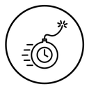 Time bomb with clock icon