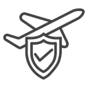Travel Insurance Shield Black Outline icon