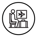 Traveler sitting in the airport lounge icon