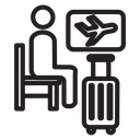 Traveler sitting in the airport lounge icon