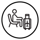 Traveler sitting in the airport lounge icon