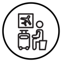 Traveler sitting in the airport lounge Black Outline icon