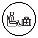 Traveler sitting in the airport lounge icon