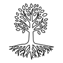 Tree with roots and leaves icon