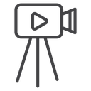 Tripod Video Camera Black Outline icon