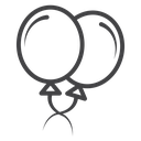 Twin Party Balloons Black Outline icon