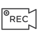 Video Camera Rec Black Outline icon